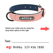 Load image into Gallery viewer, Custom Halsbanden Leer Gepersonaliseerde Pet Hond Tag Leiband Lead Voor Small Medium Grote Honden Pitbull Bulldog Pugs Beagle