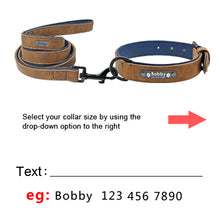 Load image into Gallery viewer, Custom Halsbanden Leer Gepersonaliseerde Pet Hond Tag Leiband Lead Voor Small Medium Grote Honden Pitbull Bulldog Pugs Beagle