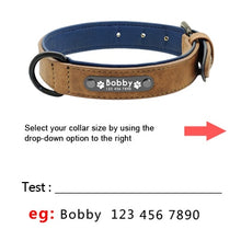 Load image into Gallery viewer, Custom Halsbanden Leer Gepersonaliseerde Pet Hond Tag Leiband Lead Voor Small Medium Grote Honden Pitbull Bulldog Pugs Beagle
