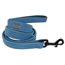 Load image into Gallery viewer, Custom Halsbanden Leer Gepersonaliseerde Pet Hond Tag Leiband Lead Voor Small Medium Grote Honden Pitbull Bulldog Pugs Beagle
